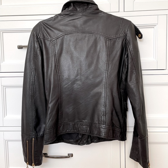 Doma Black Leather Moto Jacket (size M) - Picture 11 of 14